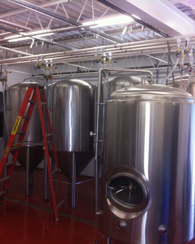 The first Fifty West brewing tanks